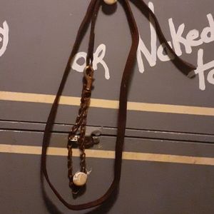 6ft leather show lead with stud chain